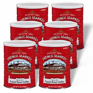 French Market Coffee, French Roast, Medium-Dark Roast Ground Coffee, 12 Ounce Metal Can (Pack of 6) for $33