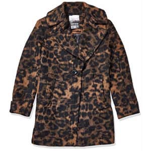 Kensie Women's Outer Notch Collar 3/4 Wool Coat, Leopard, L for $120