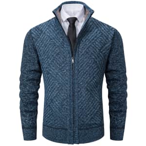 Vcansion Men's Slim Fit Stand Collar Cardigan from $15