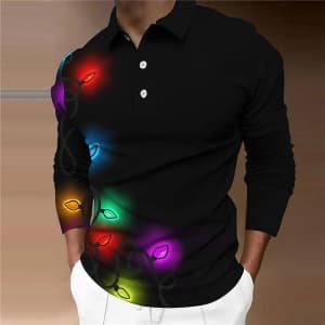 Men's 3D Print Polo Shirt for $4