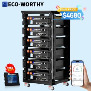 Eco-Worthy 48V 100AH Server Rack Lithium Battery 6-Pack w/ Monitor for $4,680