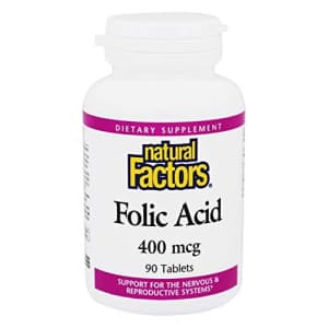 Natural Factors - Folic Acid 400mcg, Support for The Nervous & Reproductive Systems, 90 Tablets for $21