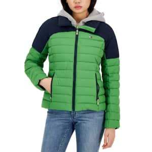 Tommy Hilfiger Women's Colorblocked Hooded Puffer Coat for $51