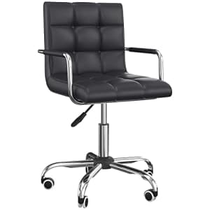 HOMCOM Modern Computer Desk Office Chair with Upholstered PU Leather, Adjustable Heights, Swivel for $76