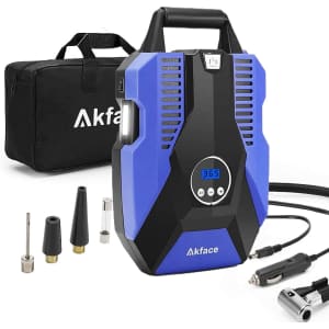 Akface Portable Air Compressor Tire Inflator for $21