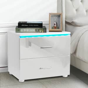 2-Drawer LED Nightstand for $58