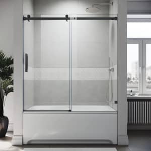 Sunny Shower 60" x 62" Frameless Bathtub Sliding Doors for $326