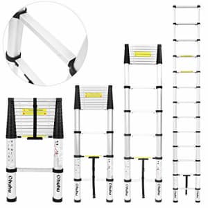 Ohuhu 12.5 FT Aluminum Telescoping Ladder, One-Button Retraction Extension Ladder, Collapsible for $140