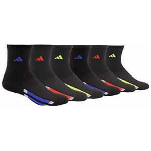 adidas Youth Kids-Boy's/Girl's Cushioned Crew Socks (6-Pair) for $12