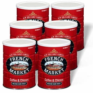 French Market Coffee, Coffee and Chicory, Medium-Dark Roast Ground Coffee, 12 Ounce Metal Can (Pack for $64
