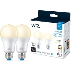 Wiz Connected A19 Dimmable Smart Bulb 2-Pack for $25