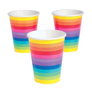 Fun Express - Rainbow 12oz Cups for Birthday - Party Supplies - Licensed Tableware - Licensed Cups for $5