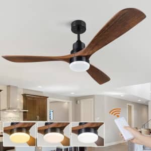 52" Ceiling Fan w/ Remote and LED Light for $75