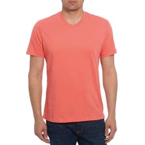 Robert Graham Men's Brice Short-Sleeve, V-Neck Cotton T-Shirt, Coral, Small for $18