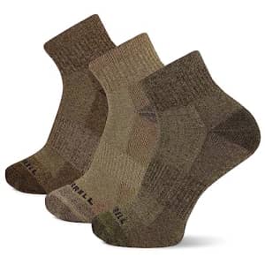 Merrell Unisex-Adult's Wool Everyday Hiking Socks-3 Pair Pack-Cushioned, Ankle-Olive Assorted, L/XL for $25