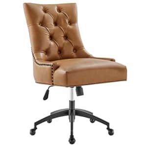 Modway Regent Tufted Vegan Leather Swivel Office Chair in Black Tan for $172