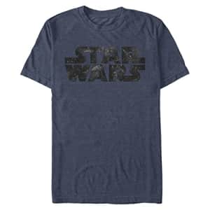 STAR WARS Big & Tall Logo Starfield Men's Tops Short Sleeve Tee Shirt, Navy Blue Heather, 4X-Large for $12