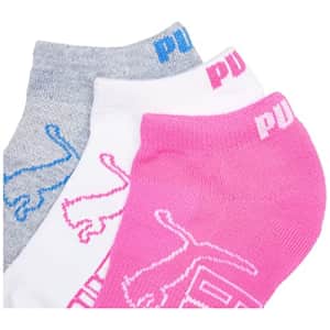 PUMA womens 6 Pack Runner Socks, Grey/ White/ Pink, 9 11 US for $18