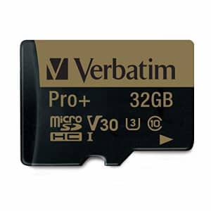 Verbatim 32GB Pro Plus 600X microSDHC Memory Card with Adapter, UHS-I V30 U3 Class 10 for $19