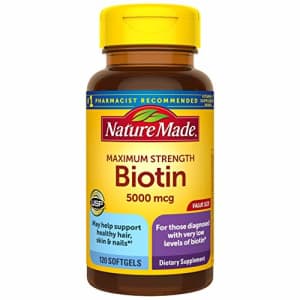 Nature Made Maximum Strength Biotin 5000 mcg Softgels, 120 Count Value Size (Packaging May Vary) for $11