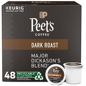 Peet's Coffee, Dark Roast K-Cup Pods for Keurig Brewers - Major Dickason's Blend 48 Count (1 Box of for $33