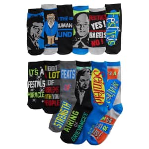 Men's 12 Days of Socks Seinfeld Crew Socks. They are $3 less than we saw similar sets In December, and are now 80% off.