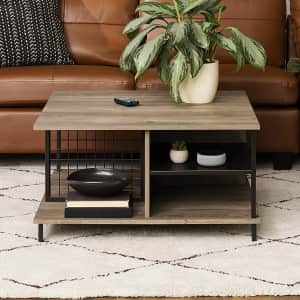 Walker Edison Metal and Wood Square Coffee Table for $141 Walker Edison Metal and Wood Square Coffee Table for $141