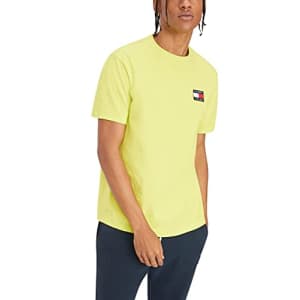 Tommy Hilfiger Men's Tommy Jeans Short Sleeve Badge T-Shirt, Neo Lime, XXL for $20