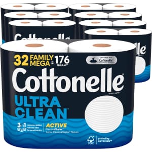 Cottonelle Ultra Clean Toilet Paper Family Mega Roll 32-Pack for $23 via Sub & Save