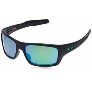 Oakley Men's OO9263 Turbine Sunglasses, Matte Black/Prizm Jade Polarized, 63 mm for $59