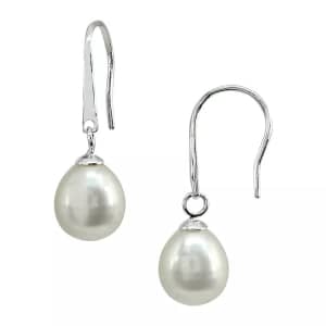 Aqua Cultured Freshwater Pearl Drop Earrings in Sterling Silver for $25