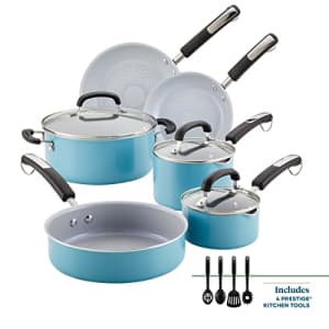 Farberware EcoAdvantage Ceramic Nonstick Cookware/Pots and Pans Set, 13 Piece, Aqua for $120