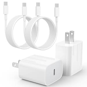 20W USB-C Fast Charger and Cable 2-Pack for $4 20W USB-C Fast Charger and Cable 2-Pack for $4