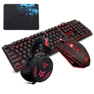 Gaming Keyboard, Headset, Mouse w/ Pad Bundle for $16