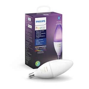 Philips Hue 556968 White & Color E12 LED Candle Light Bulb, Bluetooth & Zigbee Compatible (Hue Hub for $43
