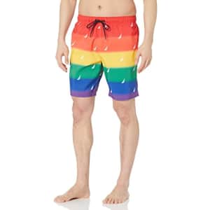 Nautica Men's Standard 8" Pride Sustainably Crafted Quick-Dry Swim Short, Tropic Orange, Large for $12