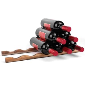 Ironwood Acacia Wood Wine Bottle Holder Sticks 2-Pack for $16