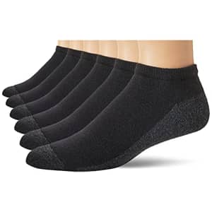 Hanes Men's ComfortBlend Max Cushion 6-Pack Black Low Cut Socks, 6-12 for $23