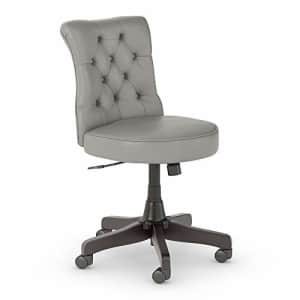 Bush Furniture Salinas Mid Back Tufted Office Chair in Light Gray Leather for $150