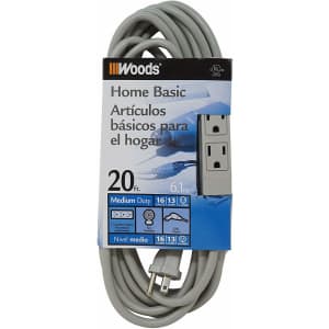 Woods 20-Foot 3-Outlet Extension Cord with Power Tap for $11