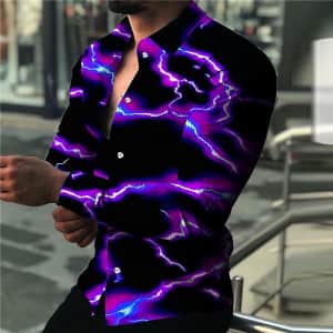 Koulb Men's Lighting Print Turndown Shirt for $14