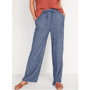 Old Navy Women's High-Waisted Wide-Leg Linen-Blend Pants for $13