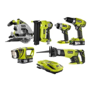 Ryobi 18-Volt ONE+ Li-Ion Cordless 6-Tool Combo Kit w/ 2 Batteries & Charger for $249 Ryobi 18-Volt ONE+ Li-Ion Cordless 6-Tool Combo Kit w/ 2 Batteries & Charger for $249