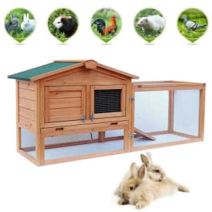 61" Wooden Backyard Pet Hutch for $88 61" Wooden Backyard Pet Hutch for $88