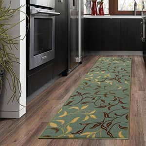 Ottomanson Ottohome Collection Contemporary Leaves Design Rubber Back Runner Rug, 2'7" x 9'10", for $41