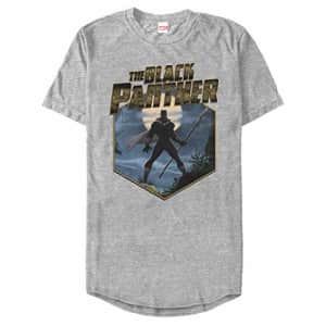 Marvel Men's Official Panther HEX Urban Long Tee, ATH Heather, Medium for $20