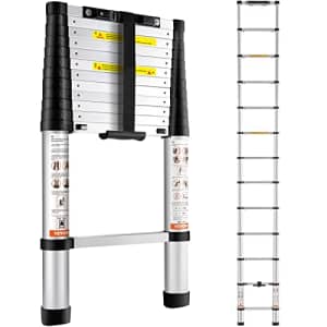 VEVOR Telescoping Ladder, 12.5 FT Aluminum One-button Retraction Collapsible Extension Ladder, 375 for $83