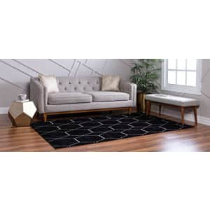 Unique Loom Trellis Frieze Collection Lattice Moroccan Geometric Modern Black Area Rug (4' 0 x 6' 0) for $49