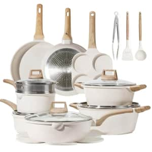 CAROTE 21Pcs Pots and Pans Set, Nonstick Cookware Sets, White Granite Induction Cookware Non Stick for $127