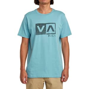 RVCA Men's Graphic Short Sleeve Crew Neck Tee Shirt, Balance Box/Turquoise, Medium for $20
